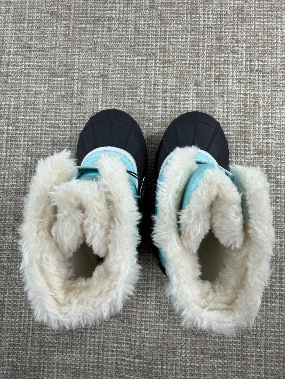 Sorel Kids Light Blue Winter Boots with white Faux Fur